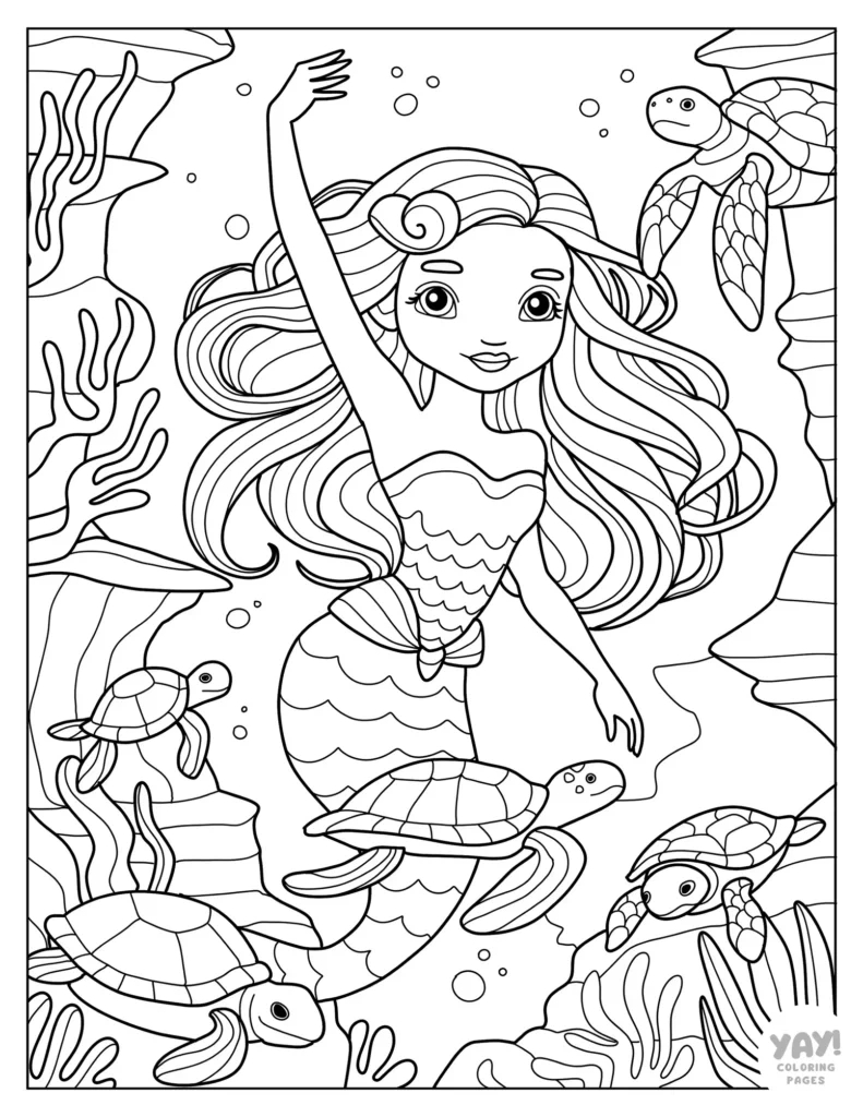 Mermaid Coloring Pages (Free Printables) in Free Printable Mermaid Coloring Pages For Adults