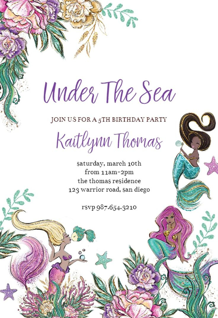Mermaid Tail - Birthday Invitation Template (Free) | Greetings Island with regard to Greetings Island Free Printable Invitations