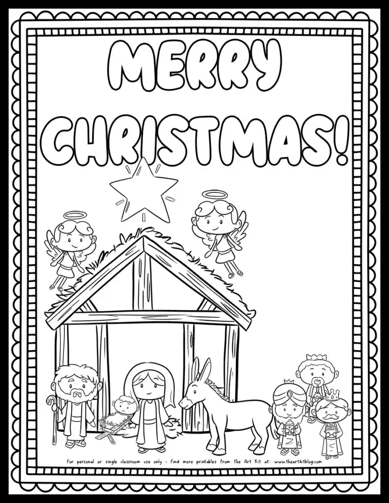 Merry Christmas The Three Wise Men Visiting Baby Jesus Coloring in Free Printable Christmas Baby Jesus Coloring Pages