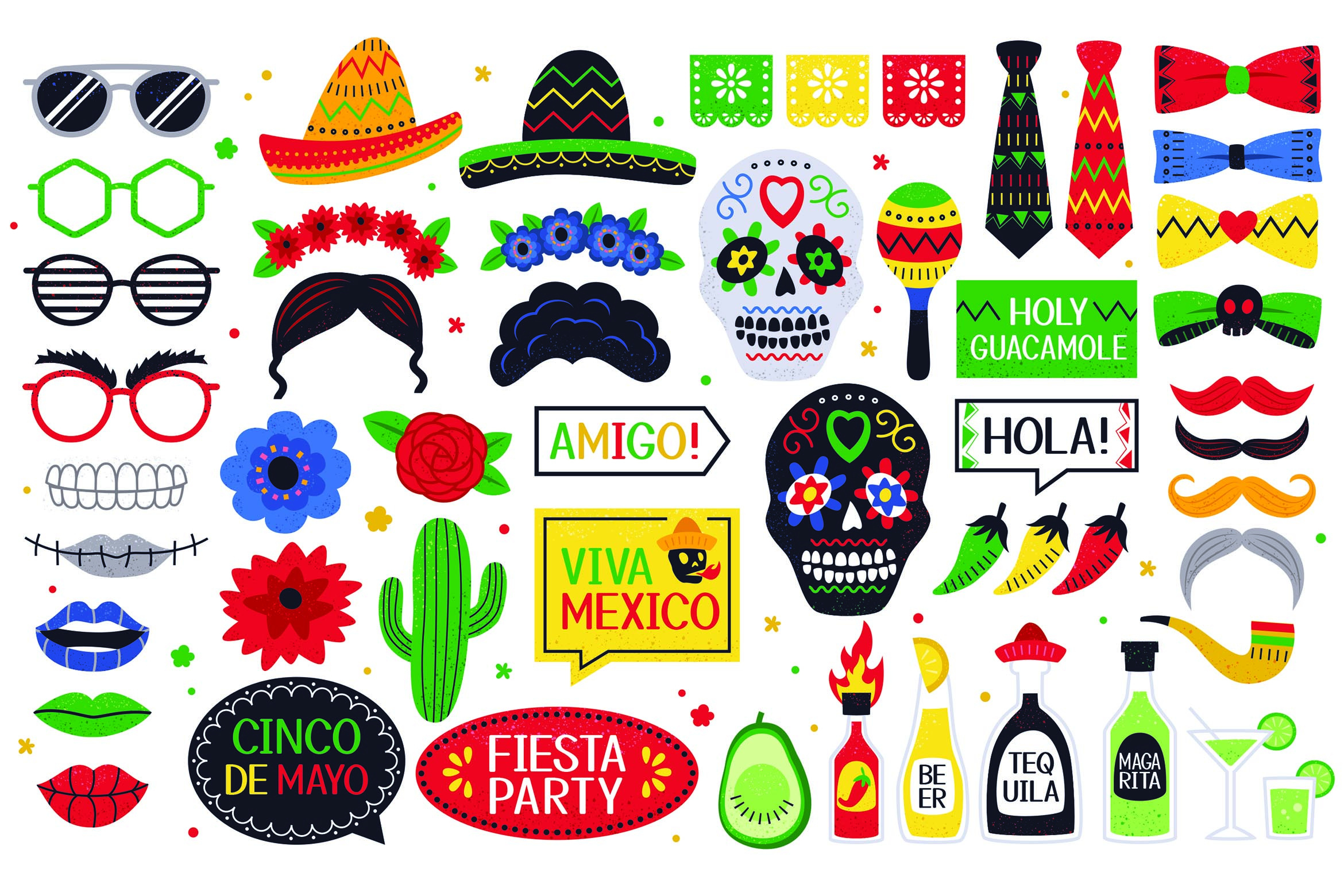 Mexican Digital Props [Psd, Png, Pdf Formats] - Templatesbooth regarding Free Printable Cinco De Mayo Photo Booth Props