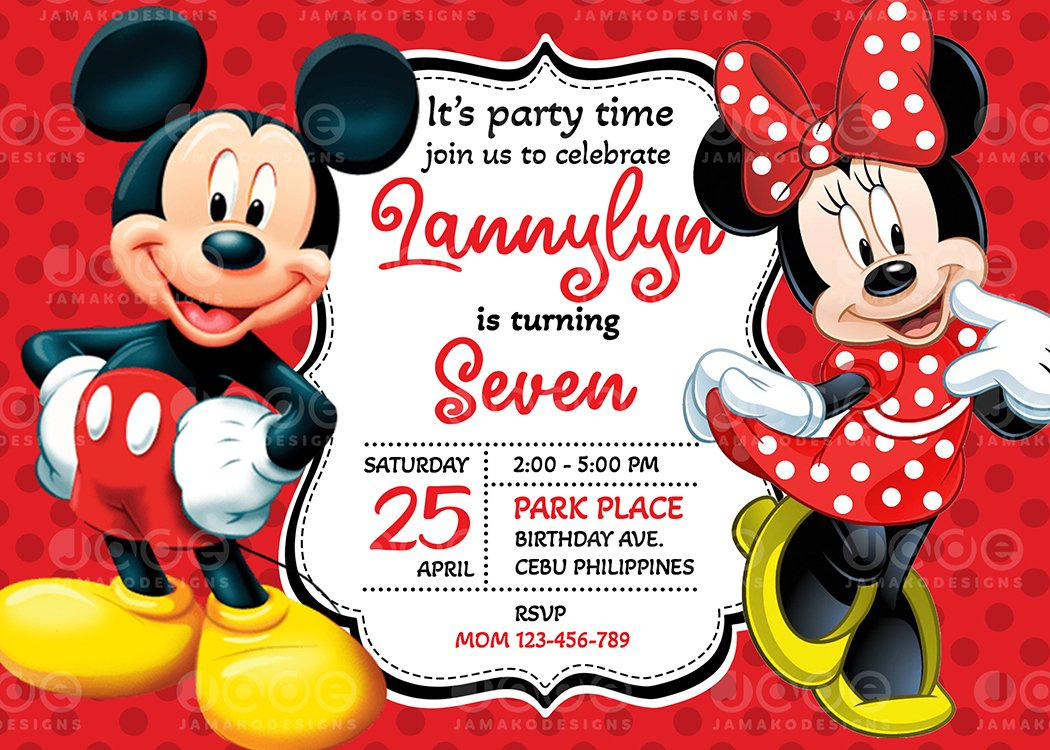 Mickey And Minnie Mouse Birthday Invitation Printable - Jamakodesigns within Free Printable Mickey And Minnie Mouse Invitations