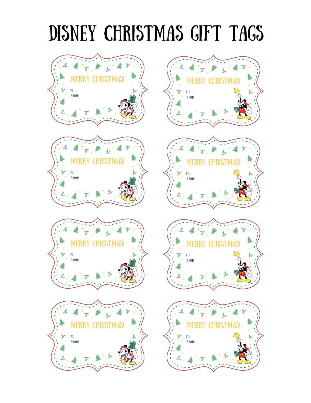 Mickey Christmas Gift Tags With Free Printable | Omc in Free Printable Mickey Mouse Favor Tags