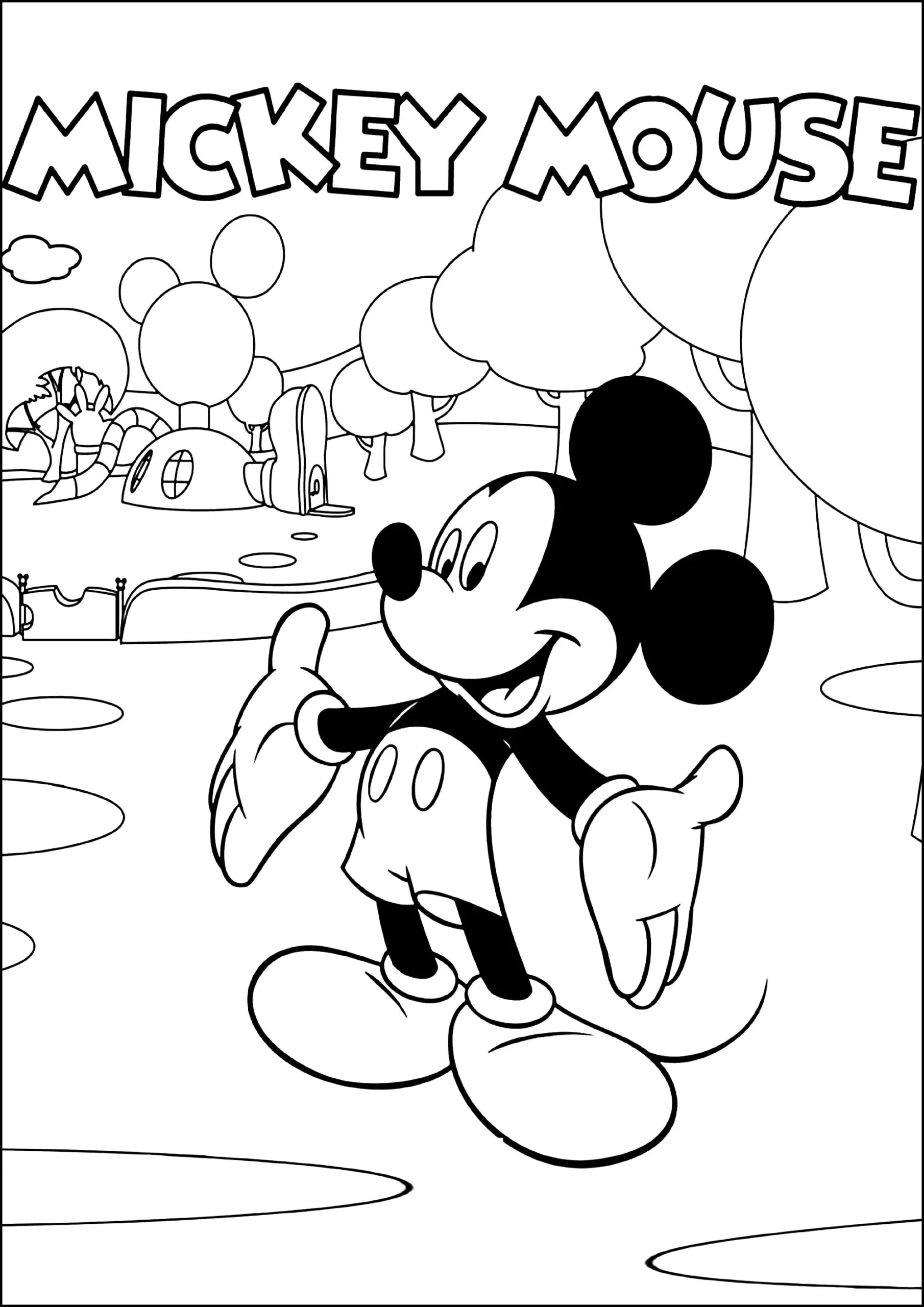 Mickey In Front Of His House - Mickey Mouse Clubhouse Coloring Pages for Mickey Mouse Clubhouse Free Printables