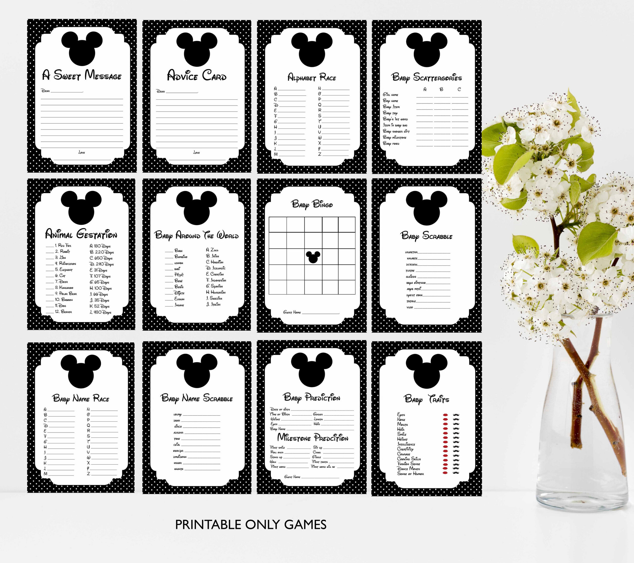 Mickey Mouse Baby Shower Games. Baby Shower Games, Print Your Own regarding Free Printable Mickey Mouse Baby Shower Games