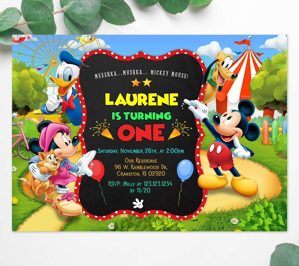 Mickey Mouse Birthday Invitation Template - Edit Online Instant intended for Free Printable Mickey Mouse Invitations