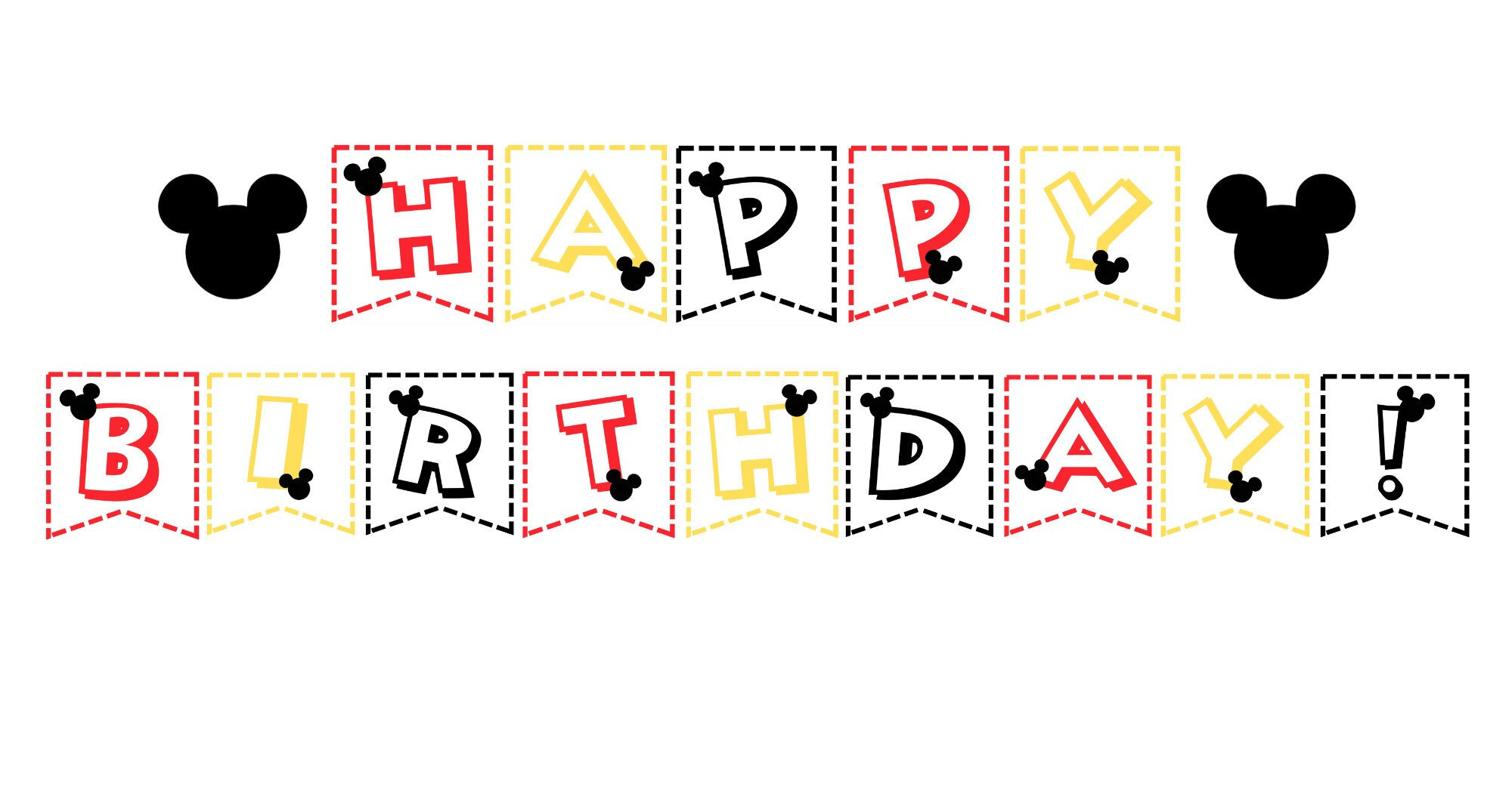 Mickey Mouse Happy Birthday Banner/ Instant Download/ Printable/ Mickey  Mouse Bunting Banner/ Mickey Mouse Party Decorations inside Free Printable Mickey Mouse Birthday Banner