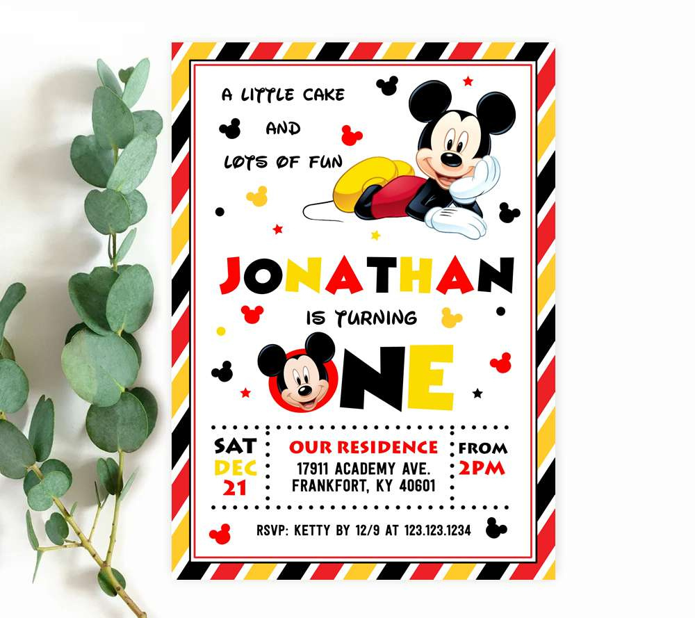 Mickey Mouse Invitations - Editable Templates Instant Download throughout Free Printable Mickey Mouse Birthday Invitations