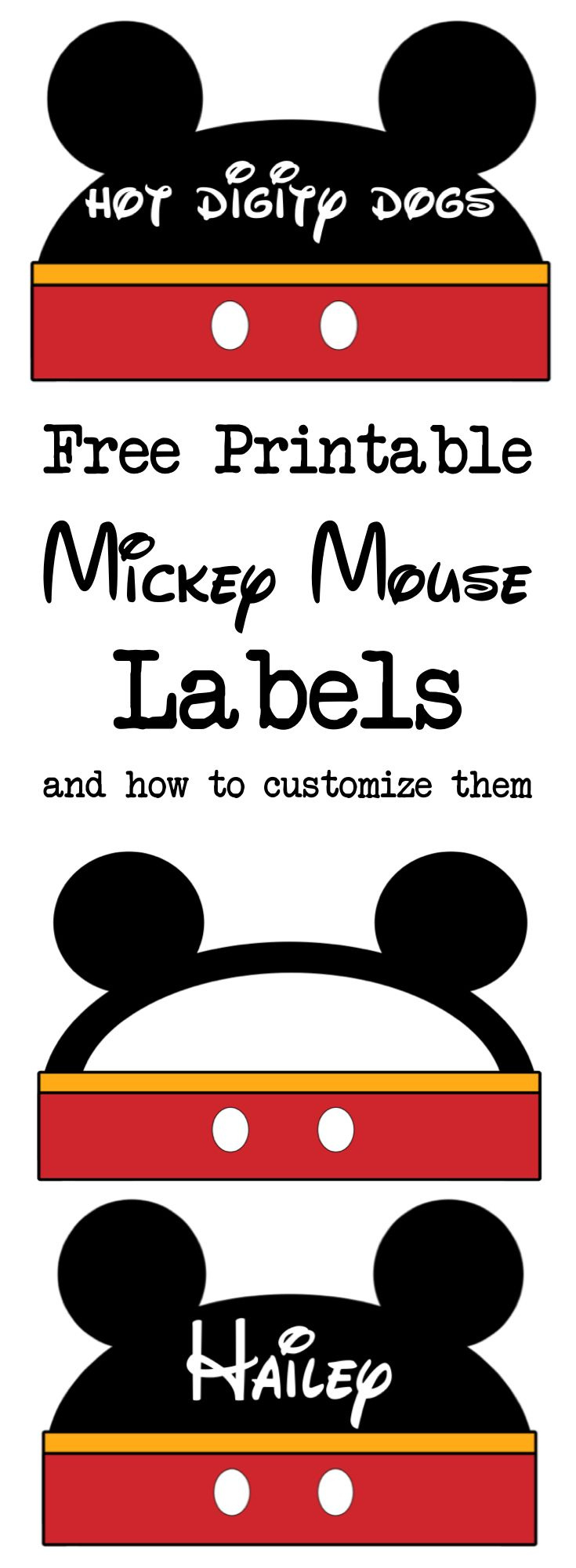 Mickey Mouse Labels Free Printable - Paper Trail Design intended for Free Printable Mickey Mouse Favor Tags