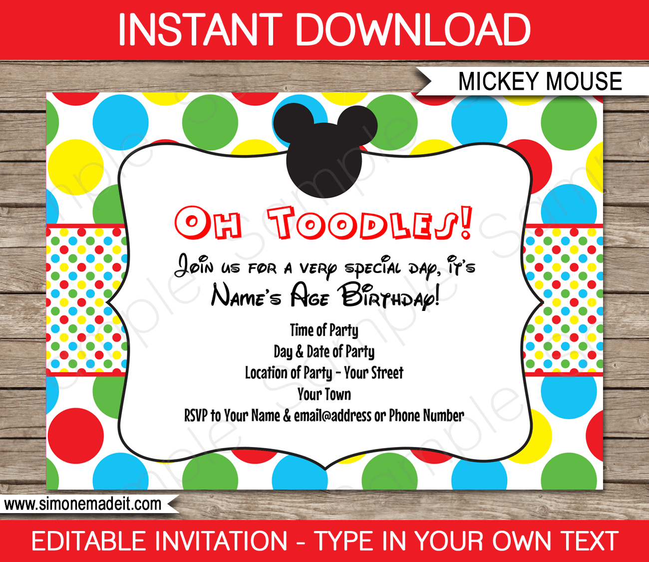 Mickey Mouse Party Invitations Template with Free Printable Mickey Mouse Birthday Invitations