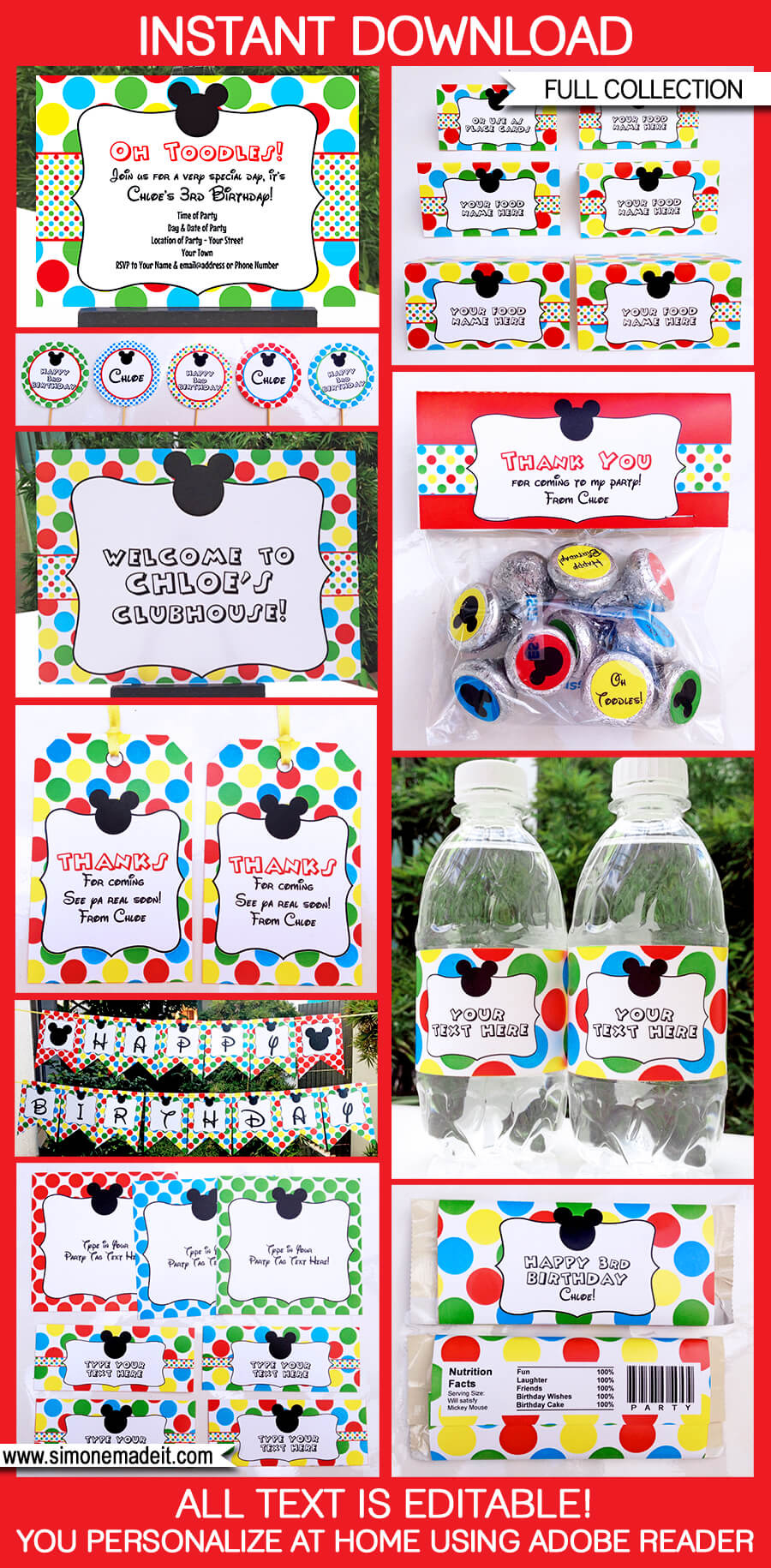 Mickey Mouse Party Printables, Invitations & Decorations inside Mickey Mouse Clubhouse Free Party Printables
