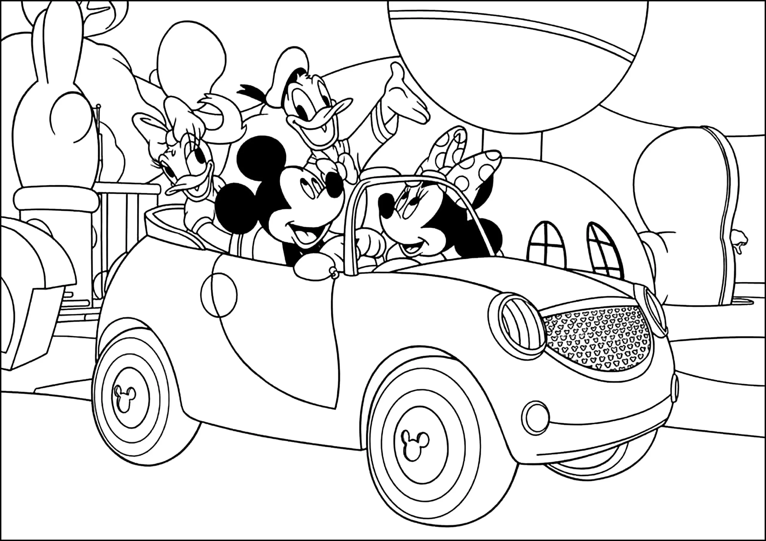 Mickey'S Friends In The Car - Mickey Mouse Clubhouse Coloring Pages for Mickey Mouse Clubhouse Free Printables