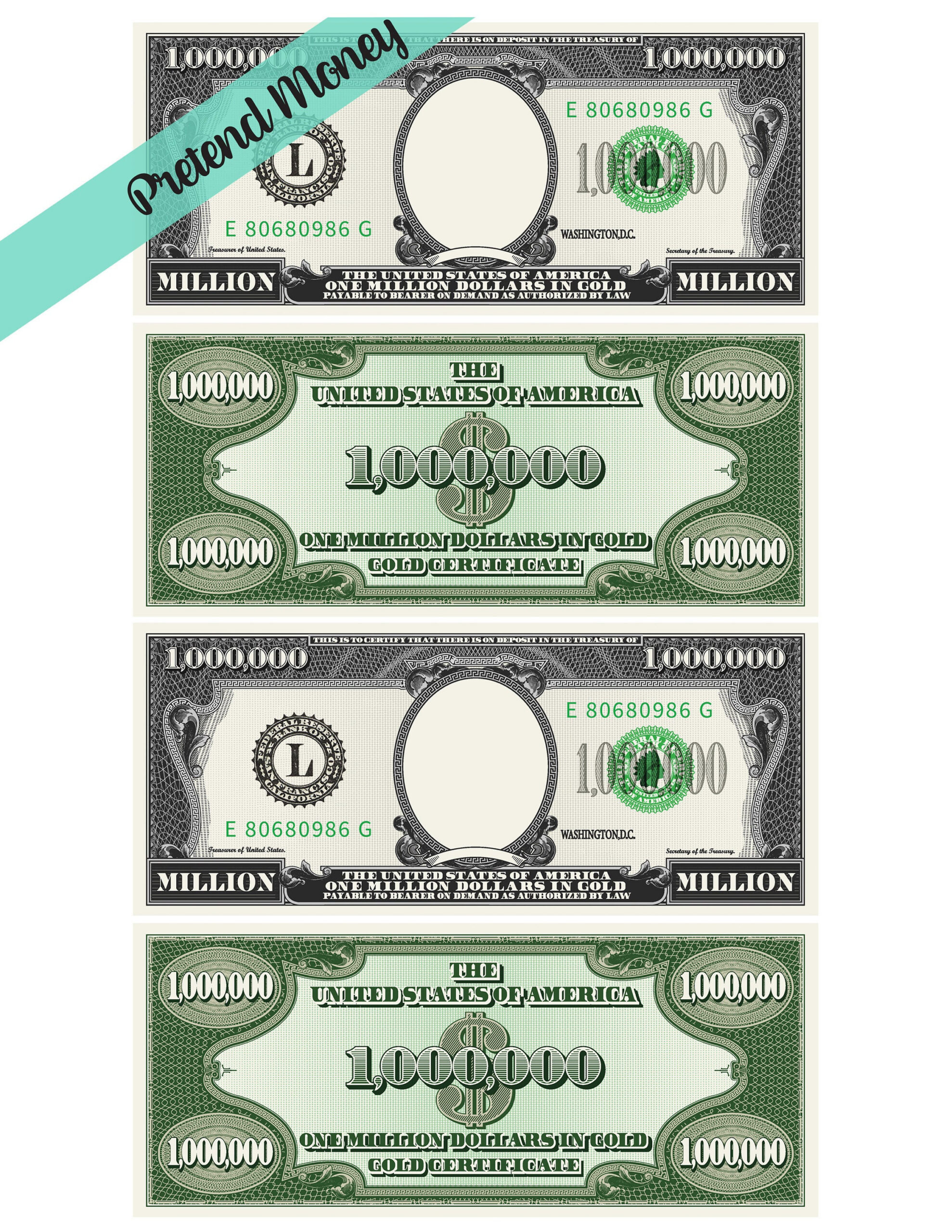Million Dollar Check - Etsy New Zealand intended for Free Printable Million Dollar Bill