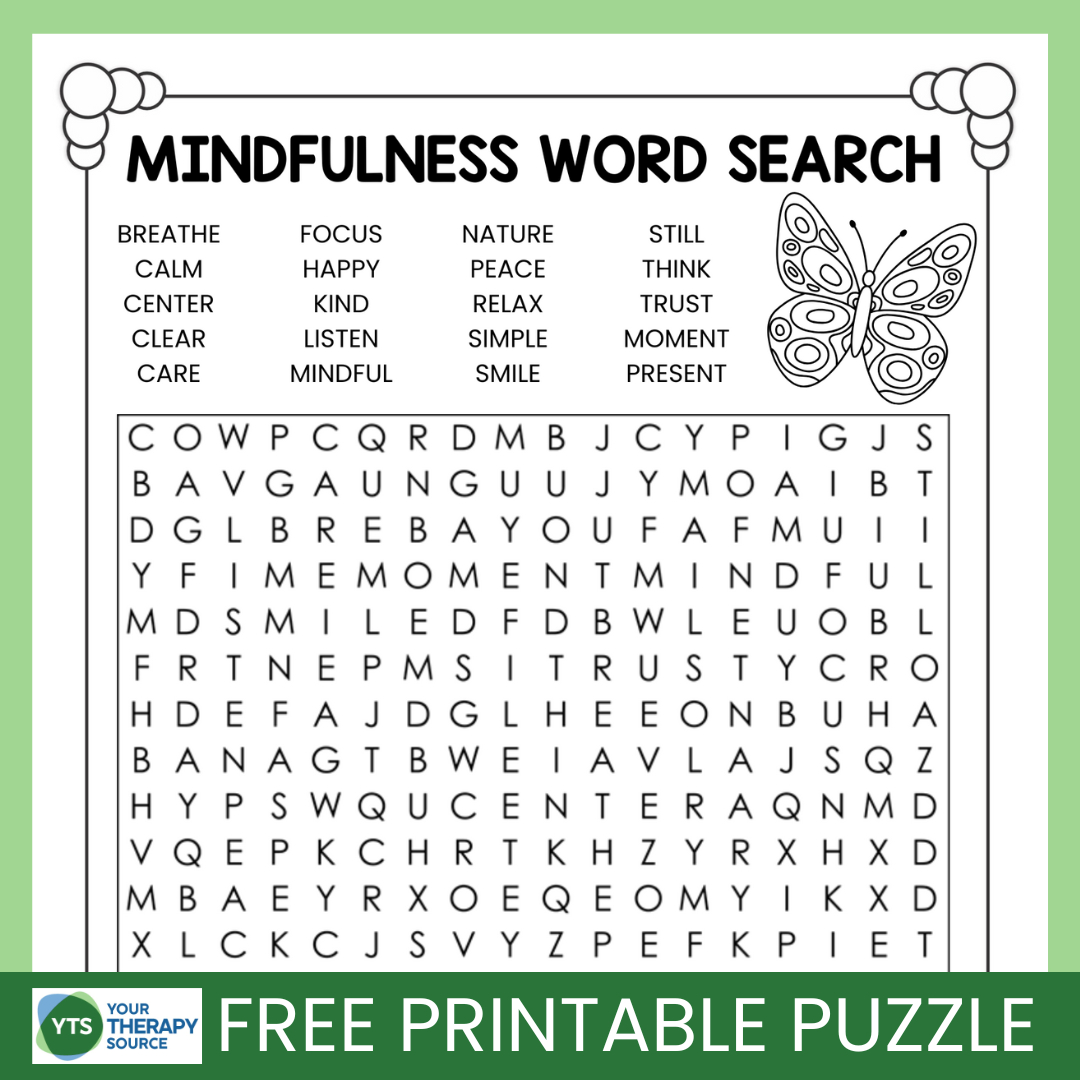 Mindfulness Word Search Puzzle Free Printable - Your Therapy Source regarding Free Printable Word Search Puzzles
