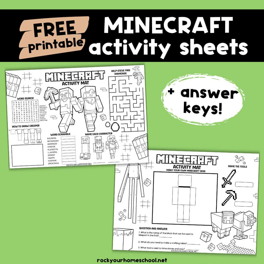 Minecraft Activity Sheets - Rock Your Homeschool for Free Printable Minecraft Activity Pages