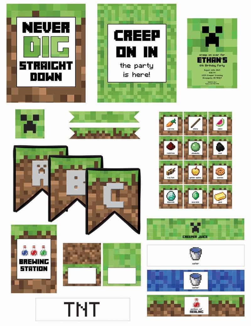 Minecraft Birthday Party (With Free Printables) - Elva M Design Studio with regard to Free Minecraft Printables