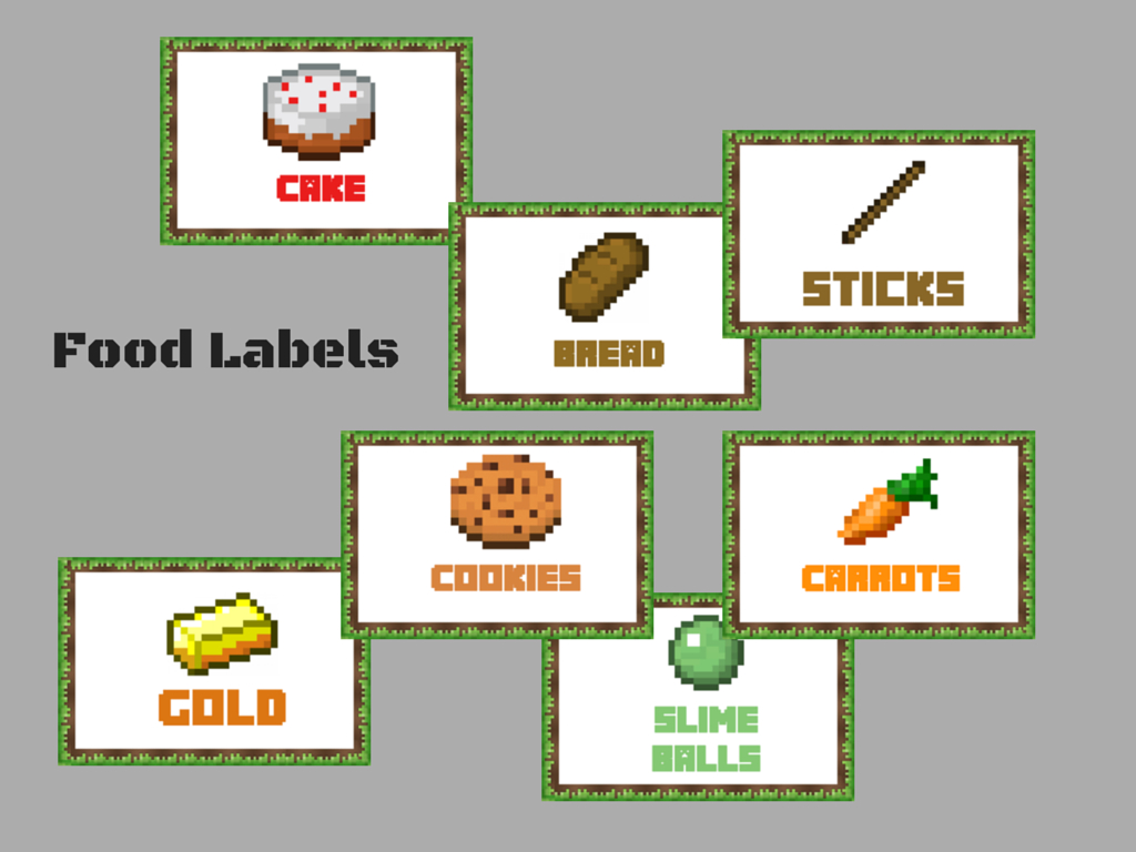 Minecraft Food Labels - Magical Printable inside Free Printable Minecraft Food Labels