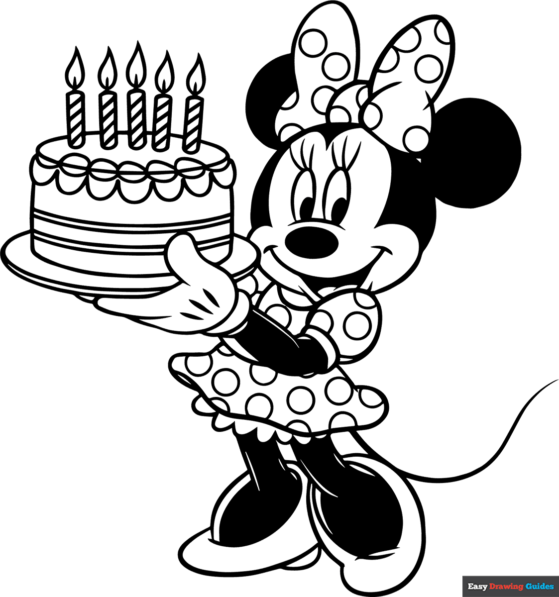 Minnie Mouse Holding A Cake Coloring Page | Easy Drawing Guides inside Free Minnie Mouse Printables