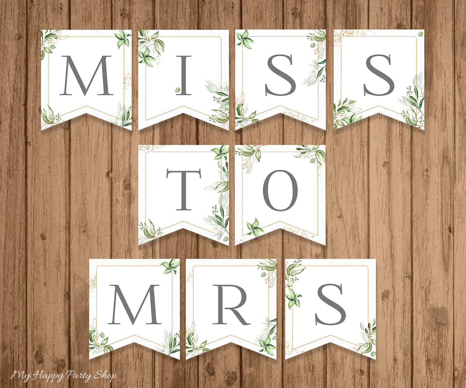 Miss To Mrs Banner, Printable, Bridal Shower Banner, Greenery with Free Printable Miss To Mrs Banner