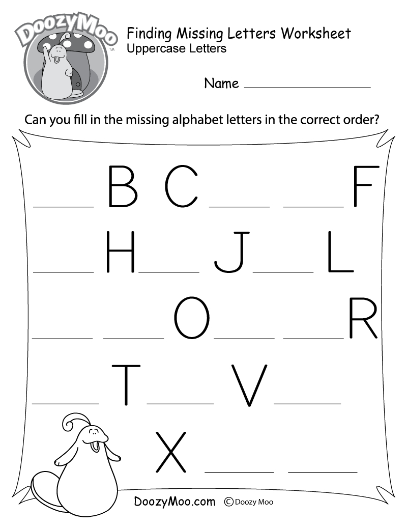 Missing Letter Worksheets (Free Printables) - Doozy Moo intended for Free Printable Abc Worksheets