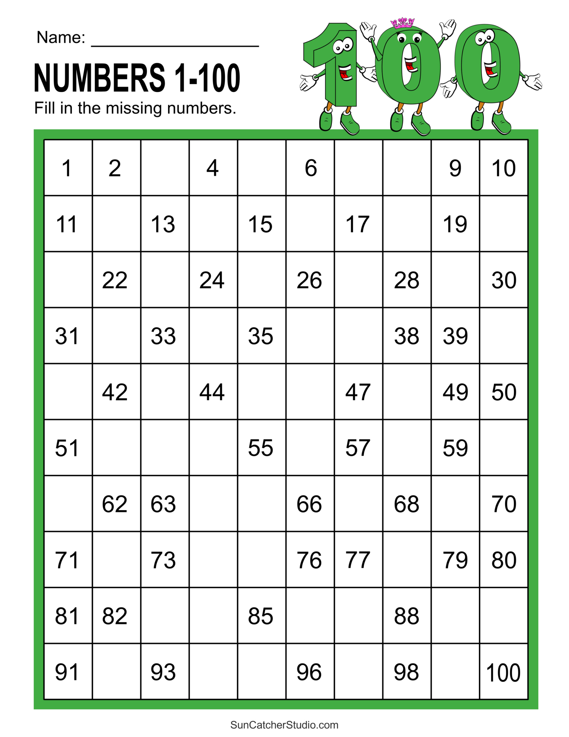 Missing Numbers Worksheets (Fill In The Missing Numbers) – Free within Free Printable Missing Number Worksheets