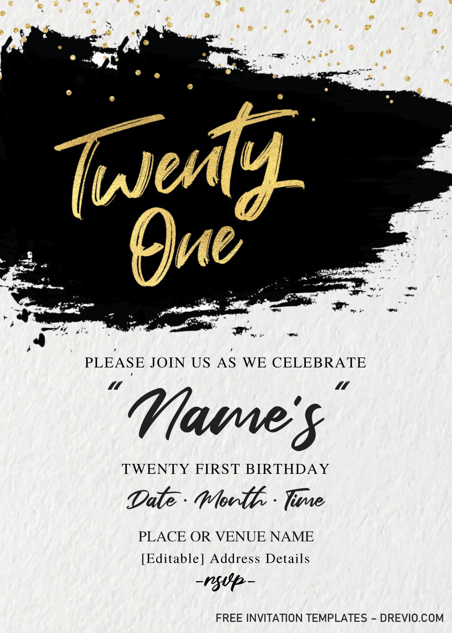 Modern 21St Birthday Invitation Templates – Editable With throughout 21St Birthday Invitation Templates Free Printable
