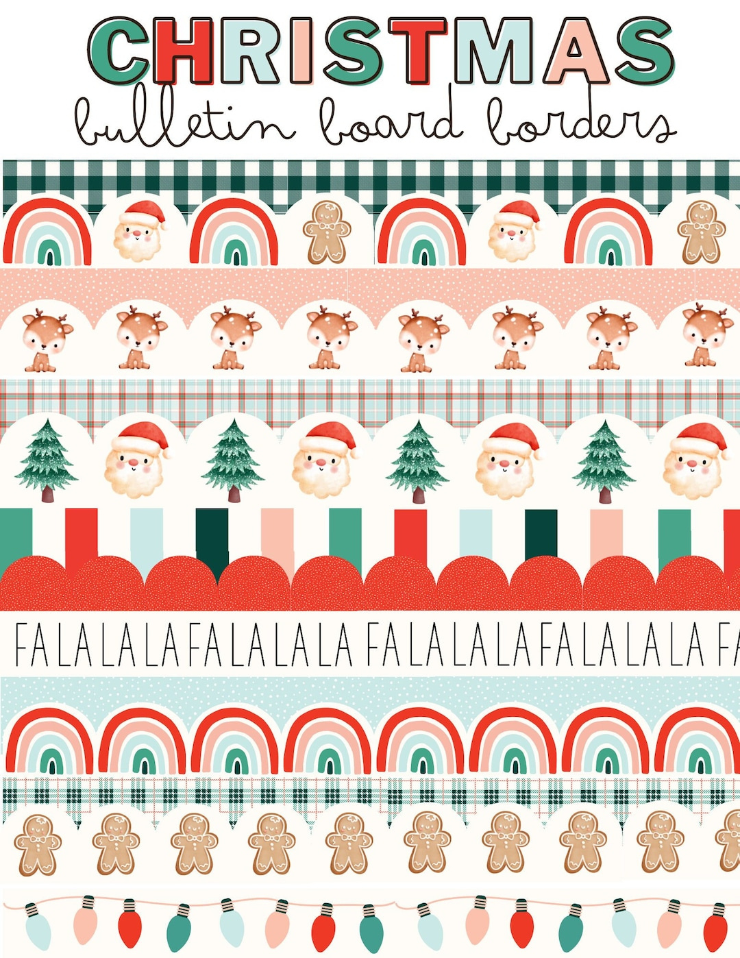 Modern Christmas Bulletin Board Borders - Etsy Uk throughout Free Printable Christmas Bulletin Board Borders
