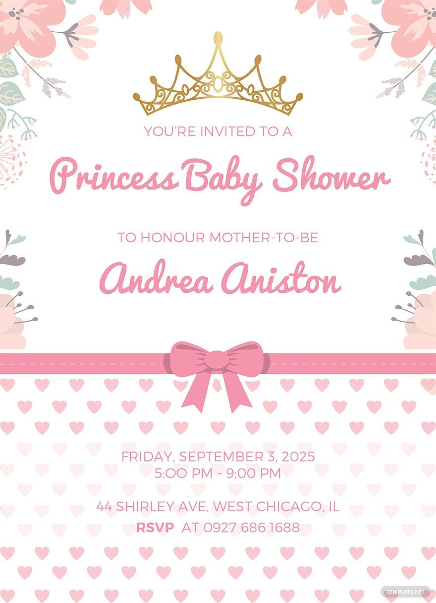 Modern Princess Baby Shower Invitation Template In Publisher, Word pertaining to Free Printable Baby Shower Invitations For Girls