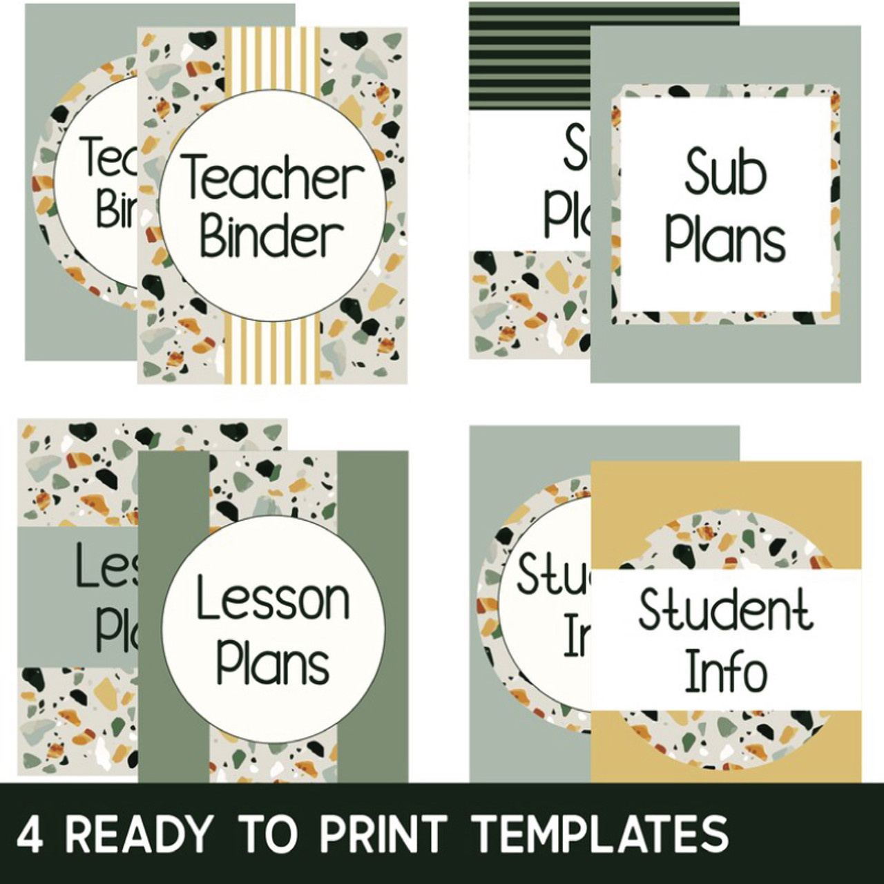 Modern Terrazzo Classroom Binder Covers And Spines – Printable pertaining to Free Printable Teacher Binder Covers