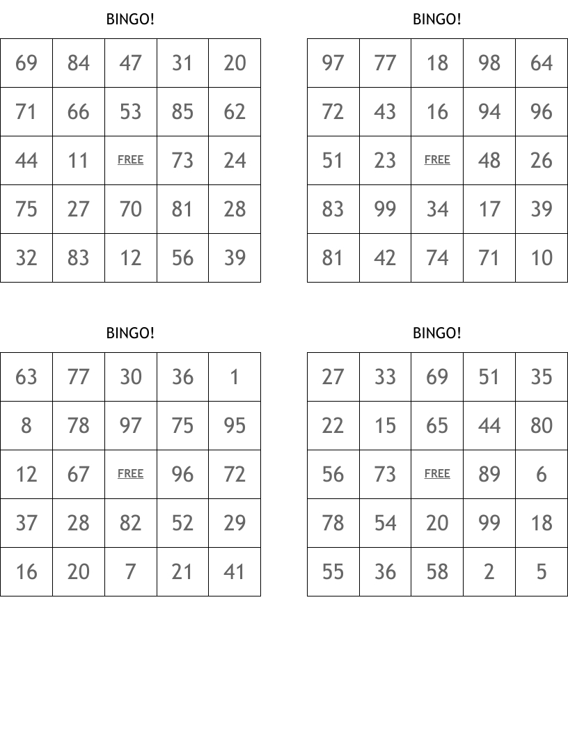 Momma D&amp;#039;S Number Bingo - Wordmint for Free Printable Number Bingo Cards 1 20