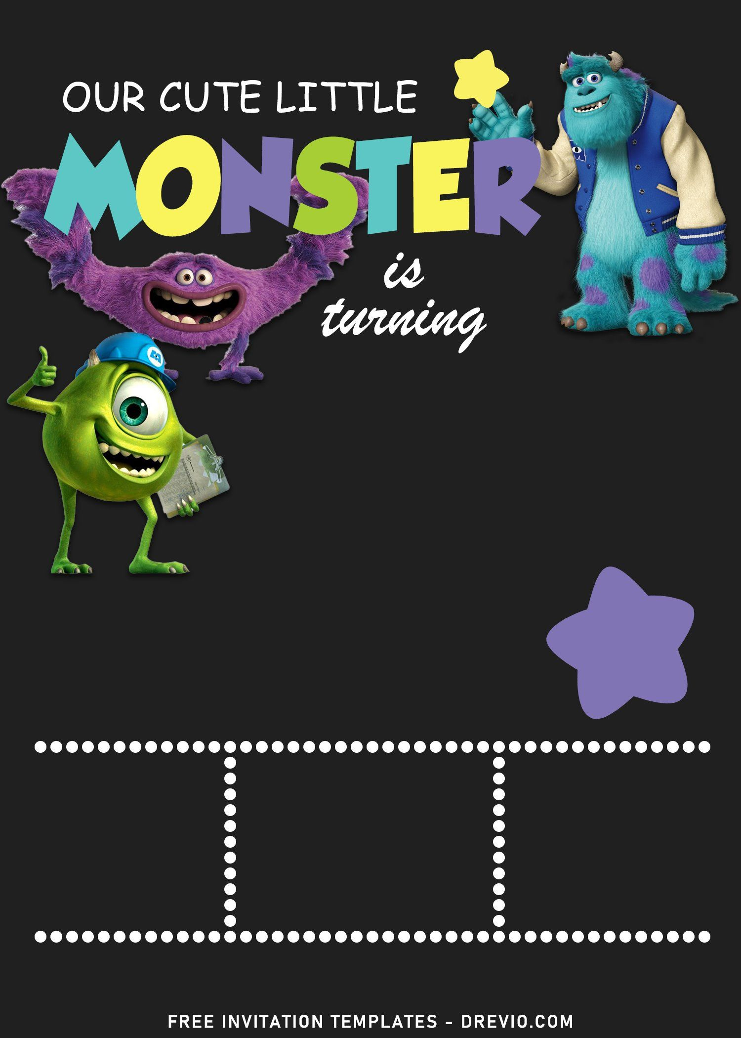 Monsters Inc. 1St Birthday Invitation pertaining to Free Printable Monsters Inc Birthday Invitations