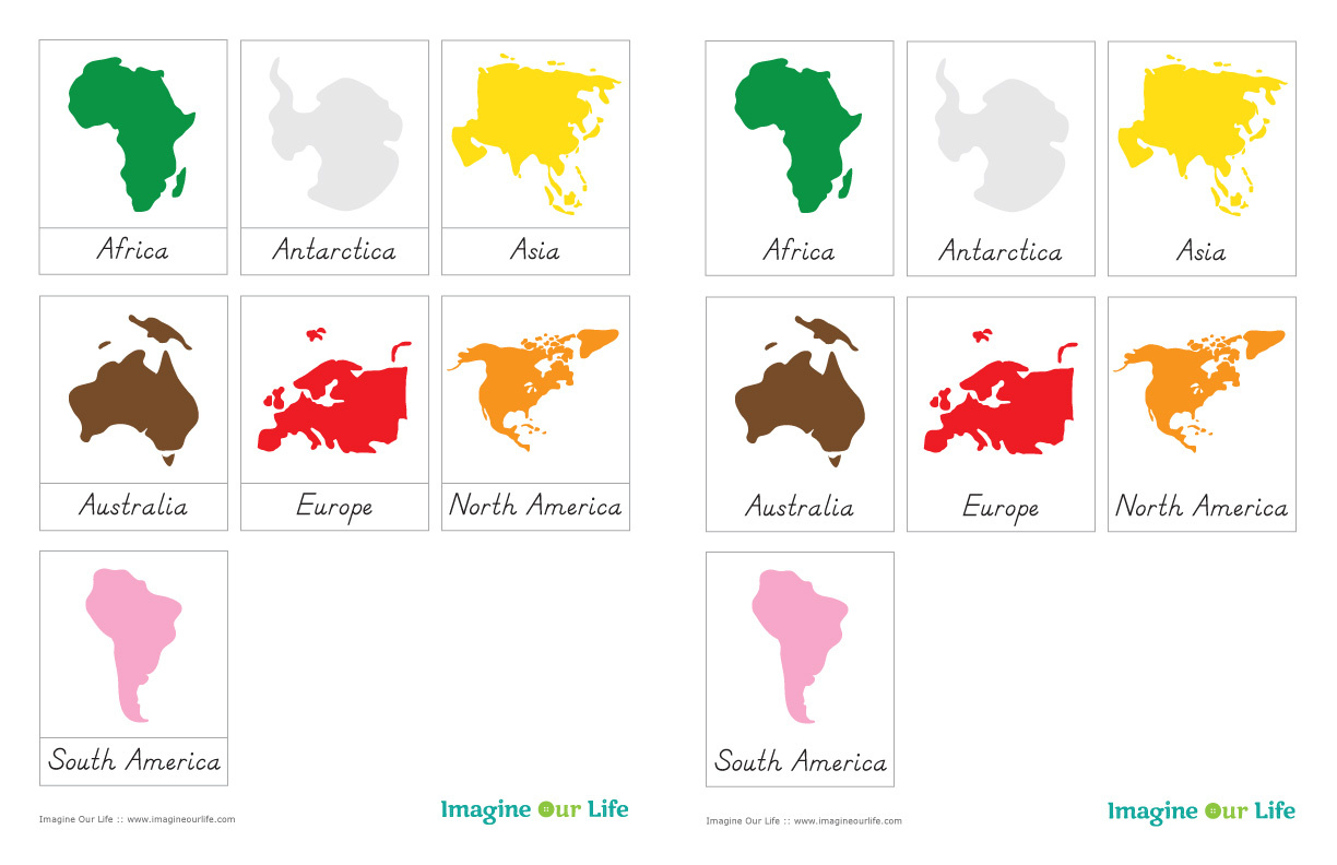 Montessori Continents Map & Quietbook With 3-Part Cards | Imagine with regard to Montessori World Map Free Printable