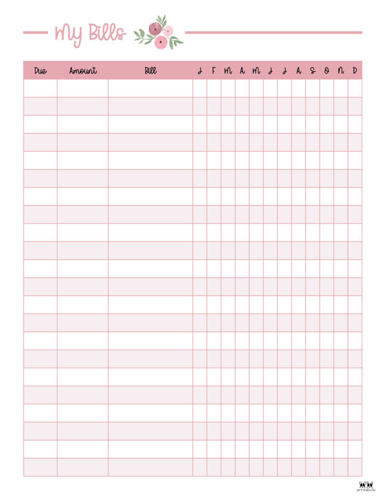 Monthly Bill Organizers - 18 Free Printables | Printabulls regarding Bill Binder Free Printables