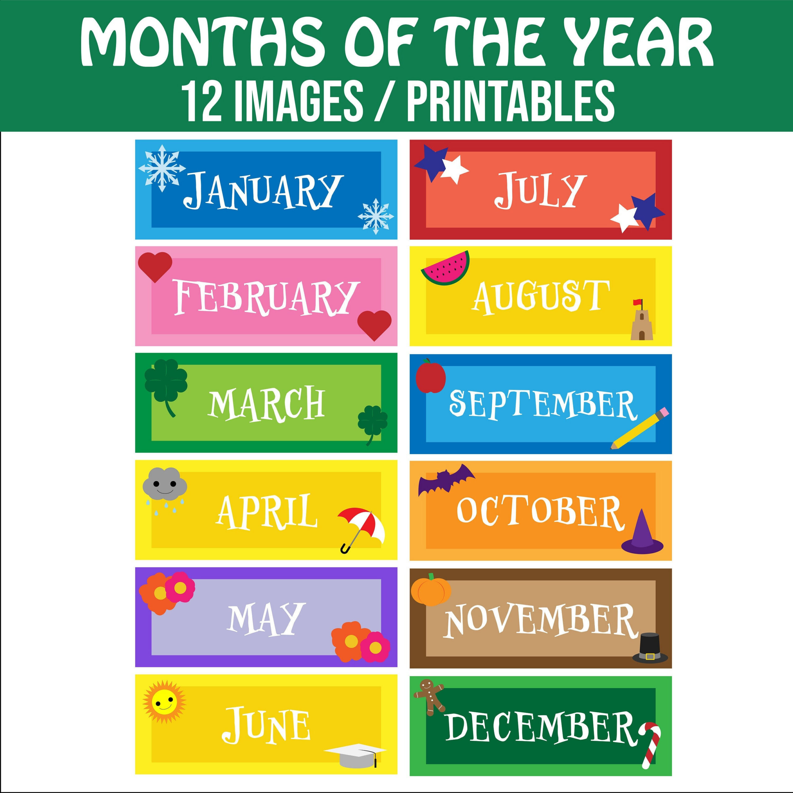 Months Of The Year Printable - 12 Images / Printables For Classroom  Calendar - Classroom / Powerpoint / Teacher Resource with regard to Free Printable Months Of The Year