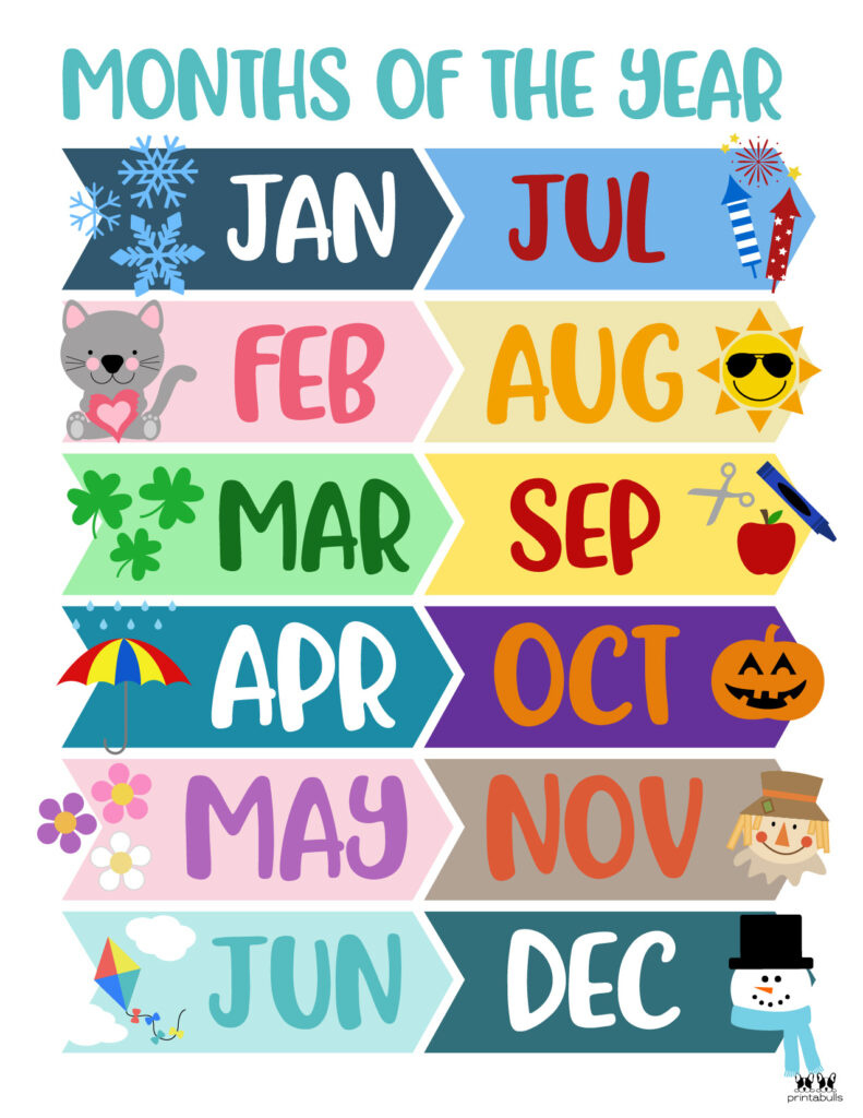 Months Of The Year Worksheets &Amp; Printables | Printabulls in Free Printable Months Of The Year Chart