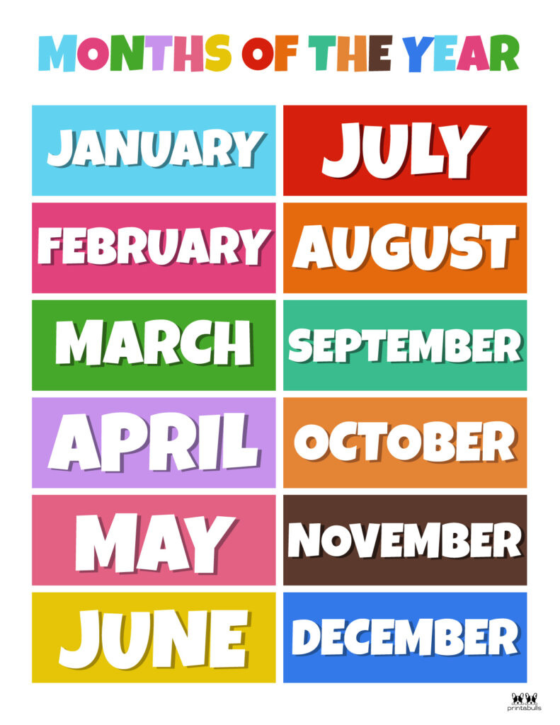 Months Of The Year Worksheets & Printables | Printabulls regarding Months Of The Year Printables Free