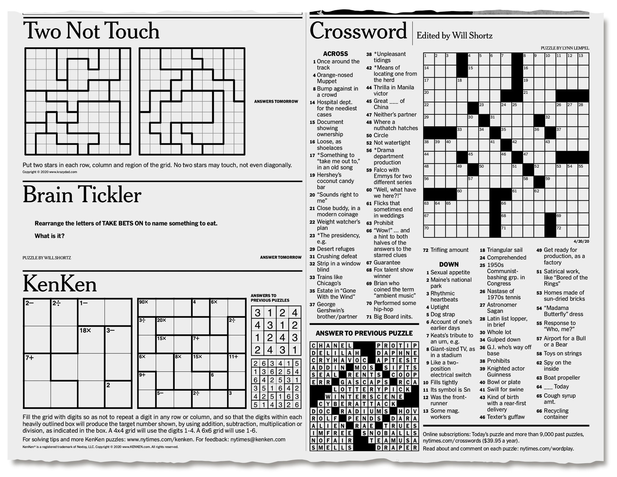More Puzzles To Pass The Time - The New York Times inside Free Printable Ny Times Crossword Puzzles