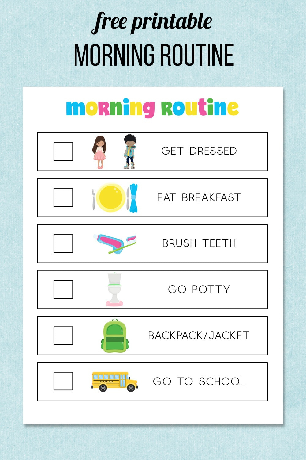 Morning Routine Printable regarding Free Printable Morning Routine Charts With Pictures