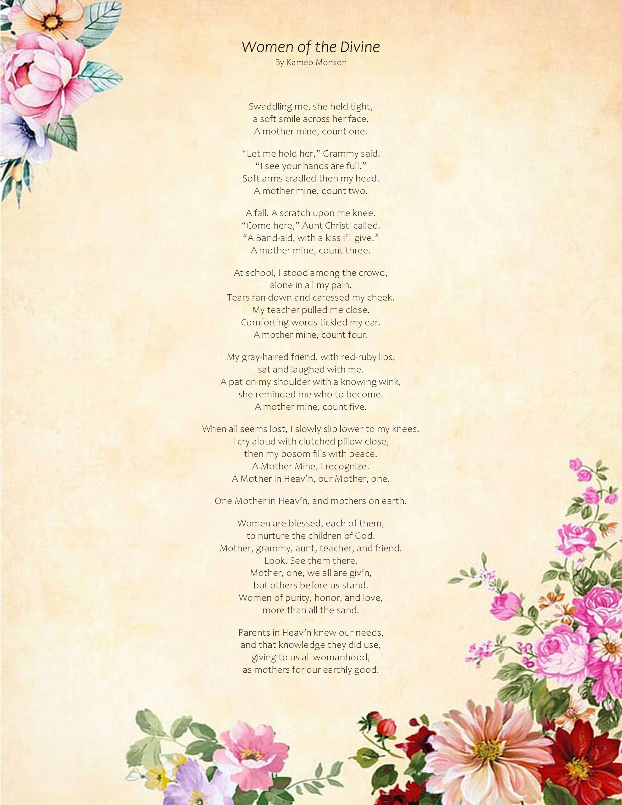 Mother&#039;S Day Poem Free Printable - Kameo Monson with Free Printable Mothers Day Poems