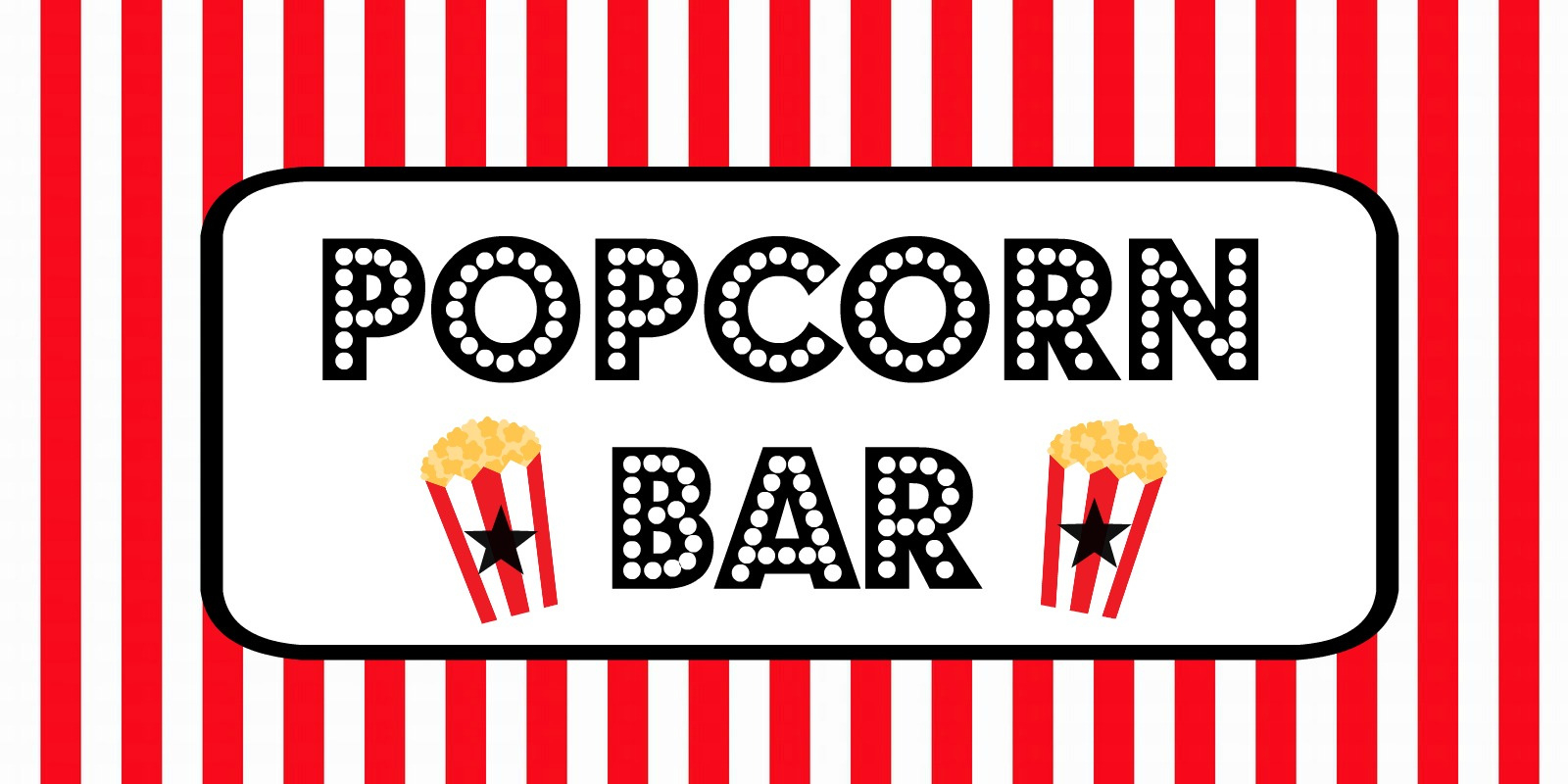 Movie Night Party “Popcorn Bar”- Free Printable Food Labels for Popcorn Bar Free Printables