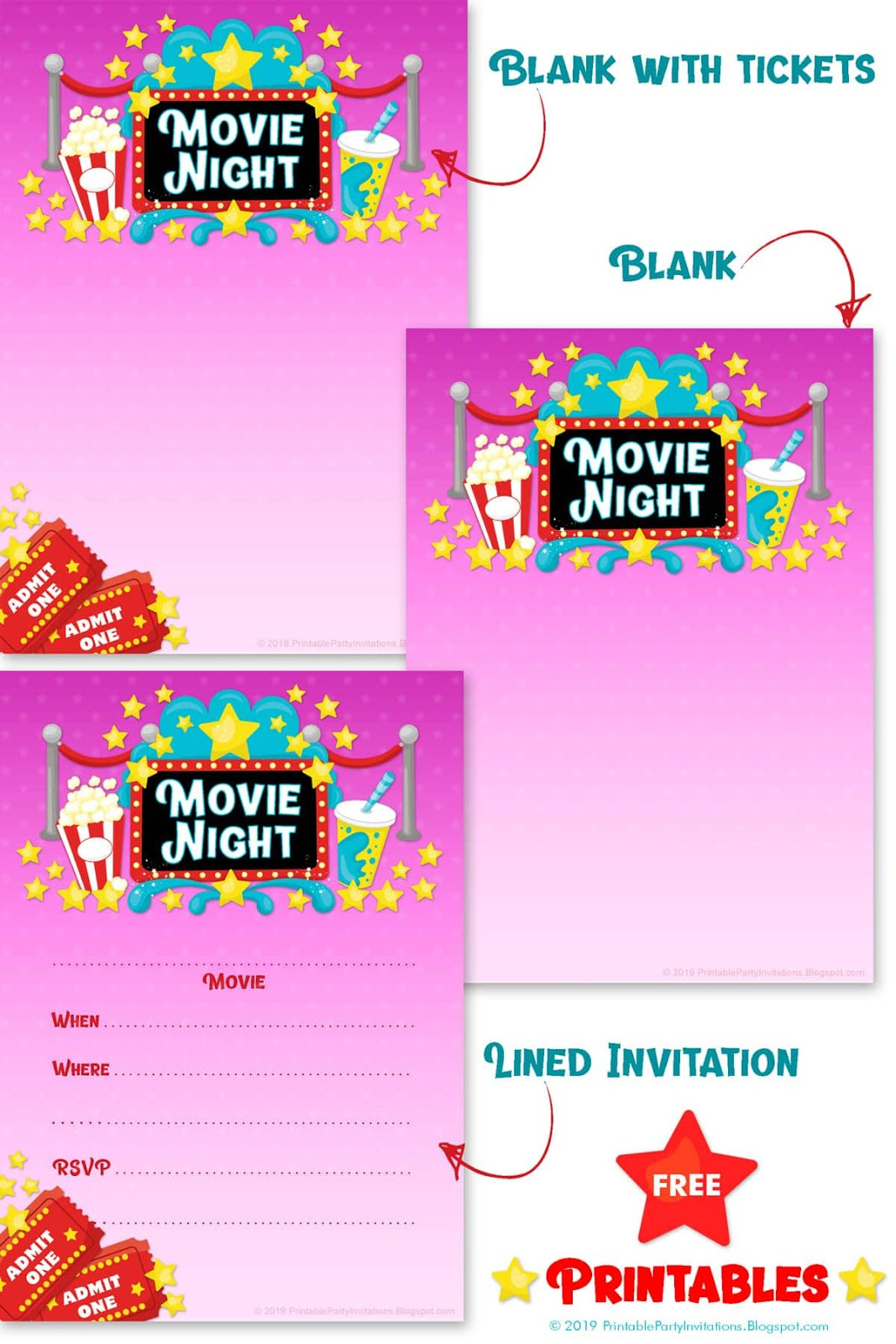 Movie Ticket Party Invitations Template - Worksheets Library in Movie Birthday Party Invitations Free Printable