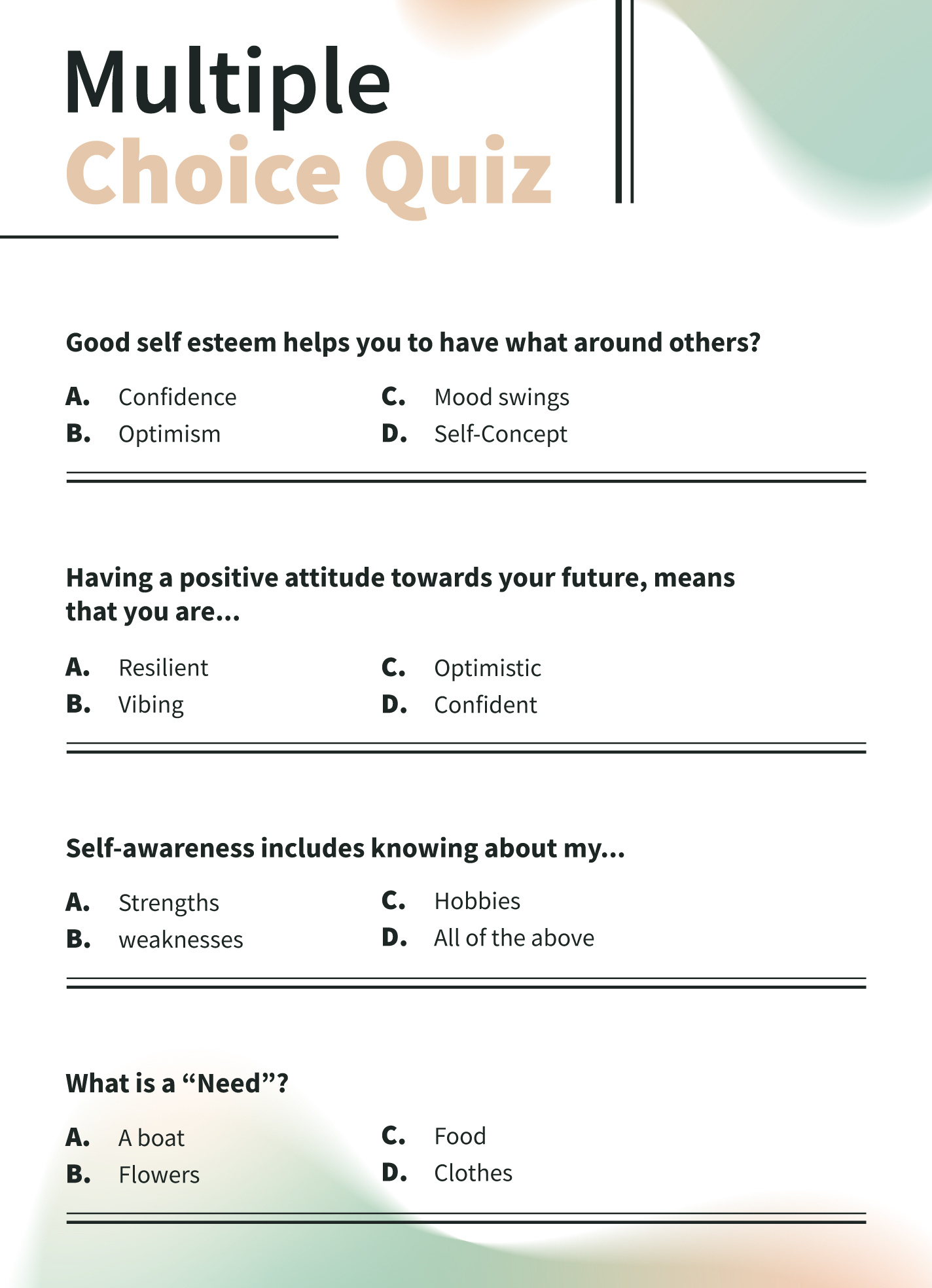 Multiple Choice Quiz Free Google Docs Template - Gdoc.io intended for Free Printable Multiple Choice Worksheets