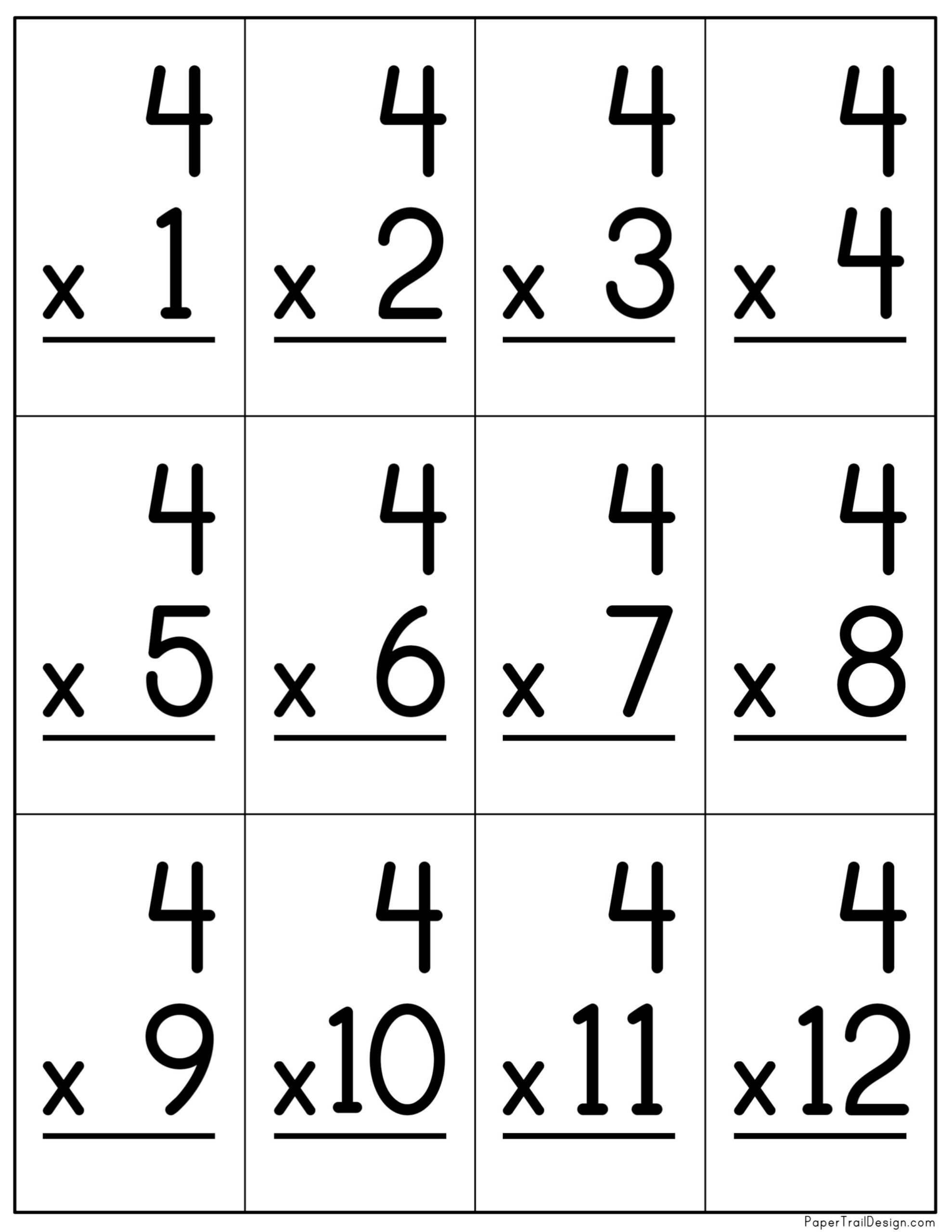 Multiplication Flash Cards Printable - Paper Trail Design in Free Printable Multiplication Flash Cards