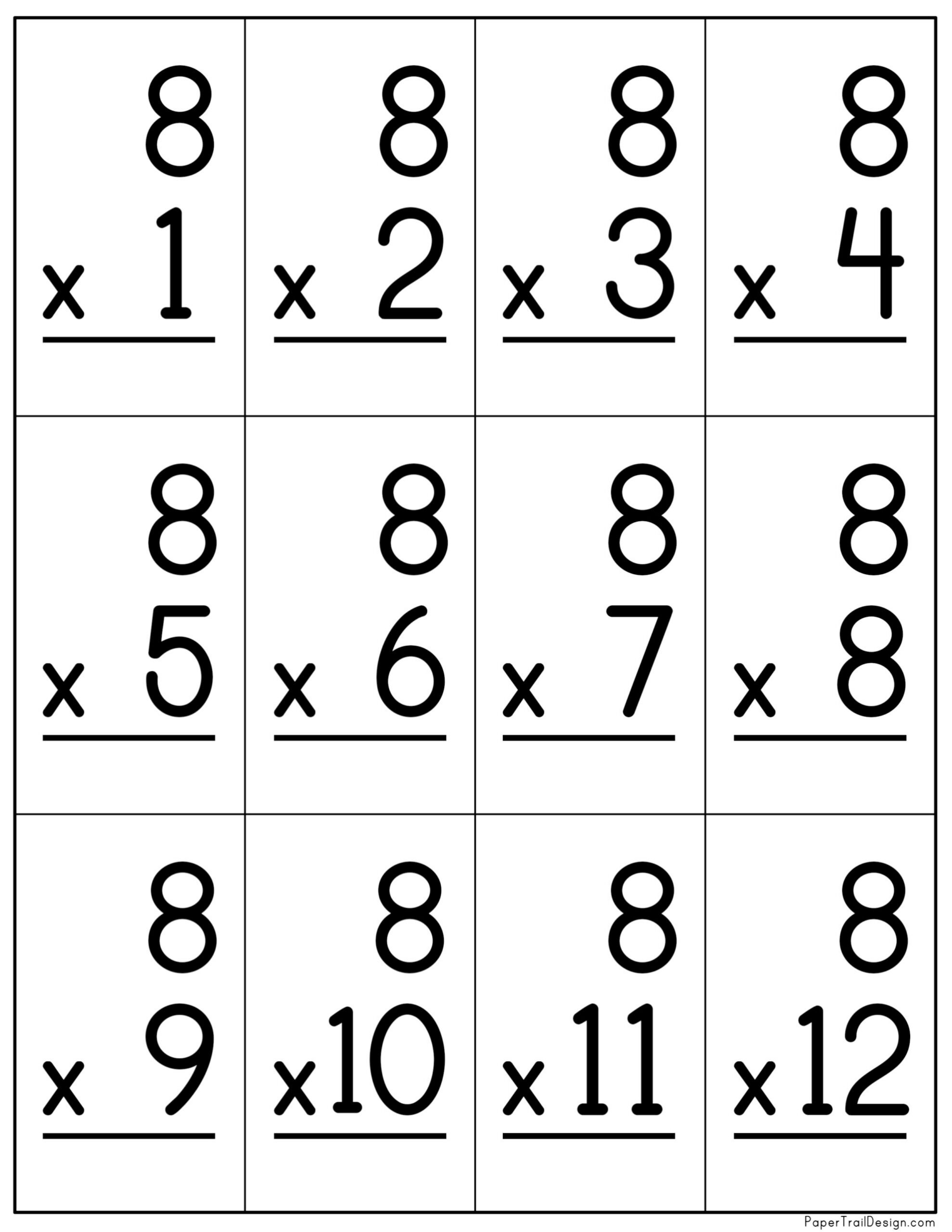 Multiplication Flash Cards Printable - Paper Trail Design inside Free Printable Multiplication Flash Cards Pdf
