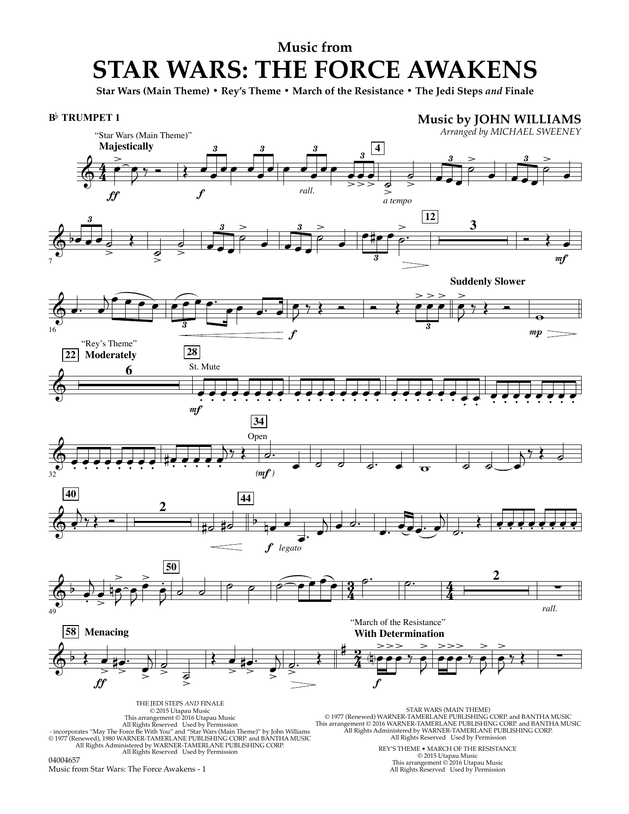 Music From Star Wars: The Force Awakens - Bb Trumpet 1Michael with regard to Free Printable Trumpet Sheet Music Star Wars