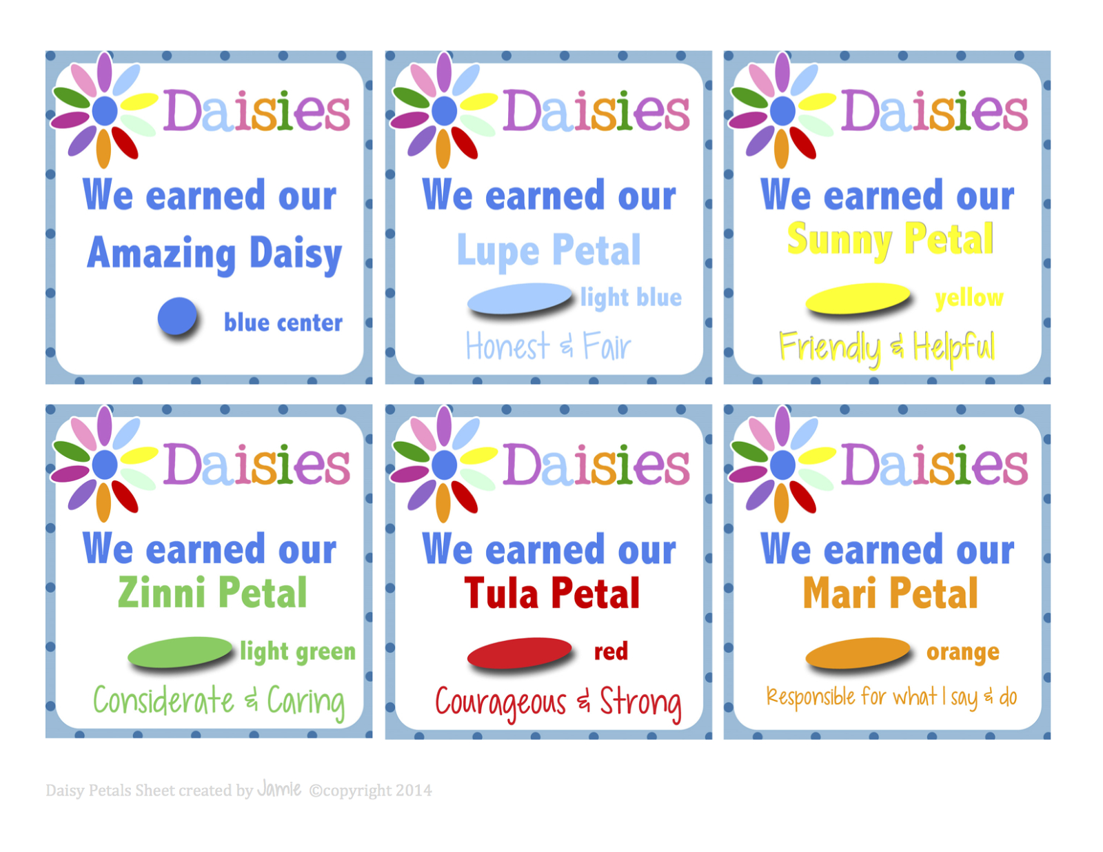 My Fashionable Designs: Girl Scouts: Daisy Petal Cards Free Printable intended for Free Daisy Girl Scout Printables