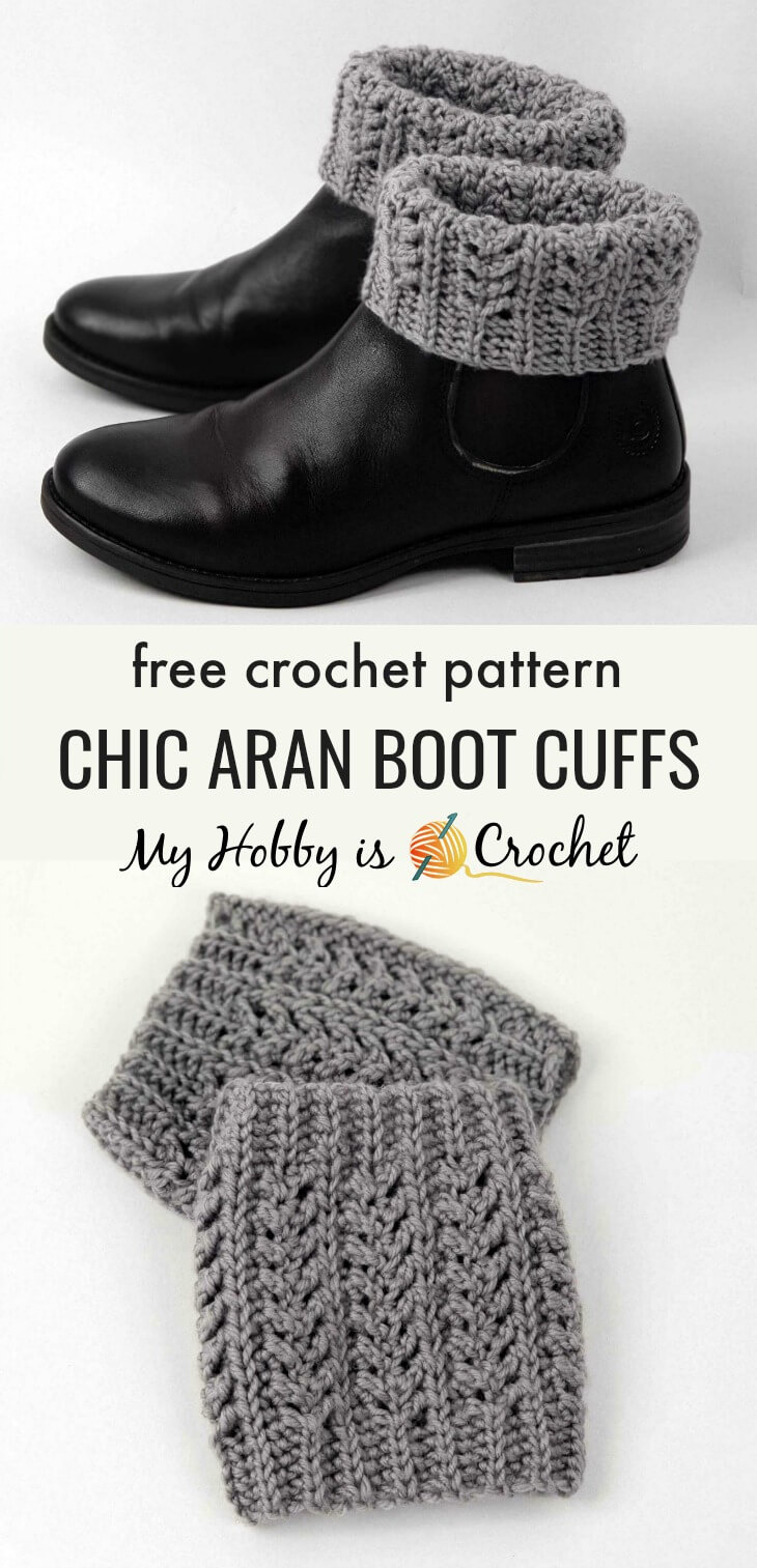 My Hobby Is Crochet: Chic Aran Boot Cuffs/ Toppers - Free Crochet with Free Printable Crochet Patterns For Boot Cuffs