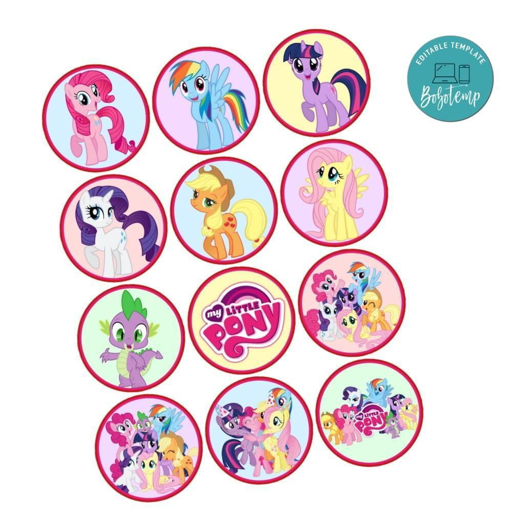 My Little Pony Cupcake Toppers Template Printable Instant Download with Free Printable My Little Pony Cupcake Toppers