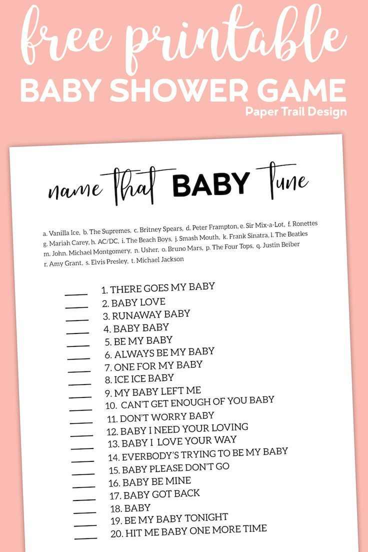 Name That Tune Baby Shower Game - Paper Trail Design with Name That Tune Baby Shower Game Free Printable