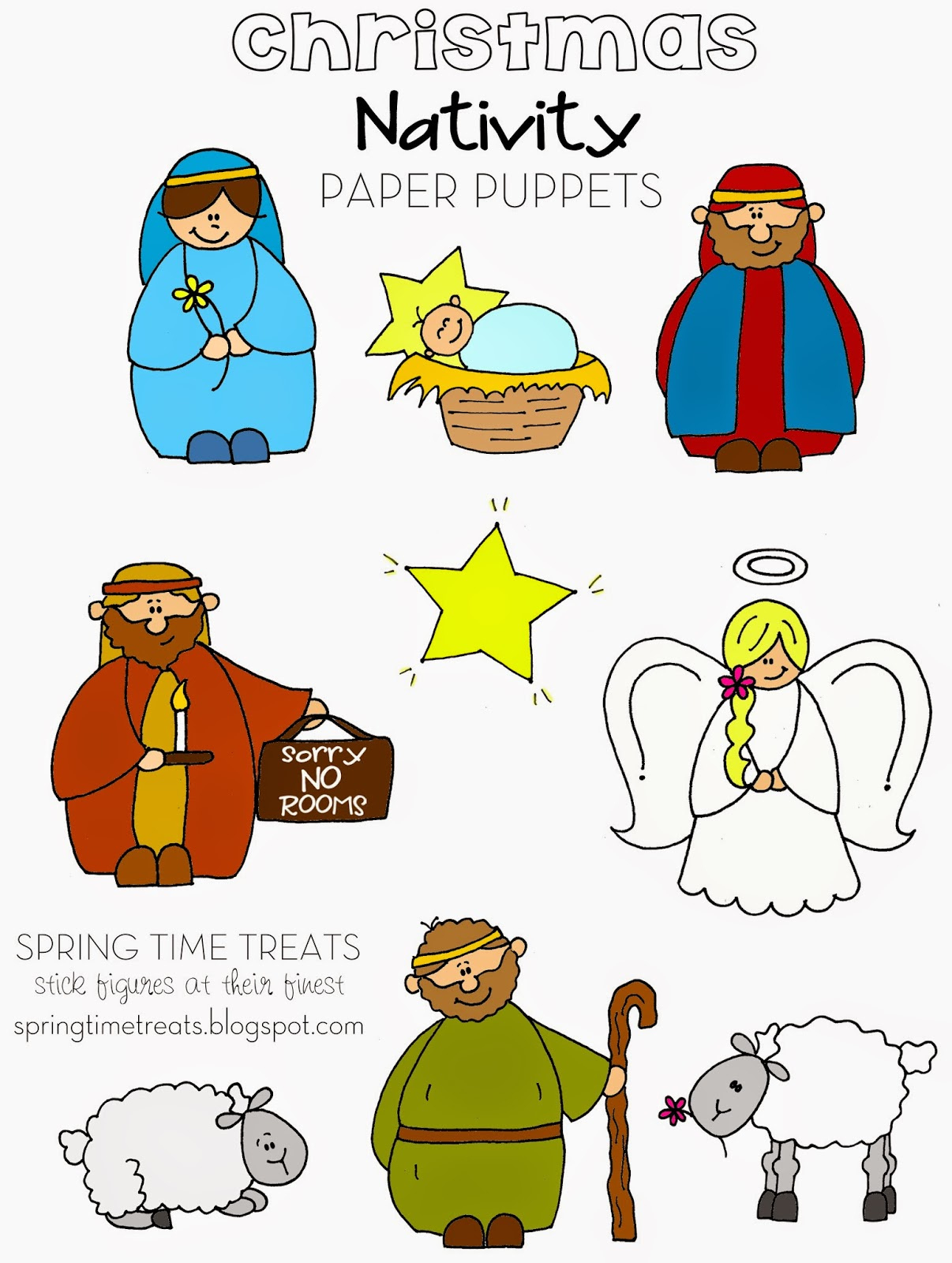 Nativity Paper Puppets - Free Printables | Spring Time Doodles inside Free Printable Pictures Of Nativity Scenes