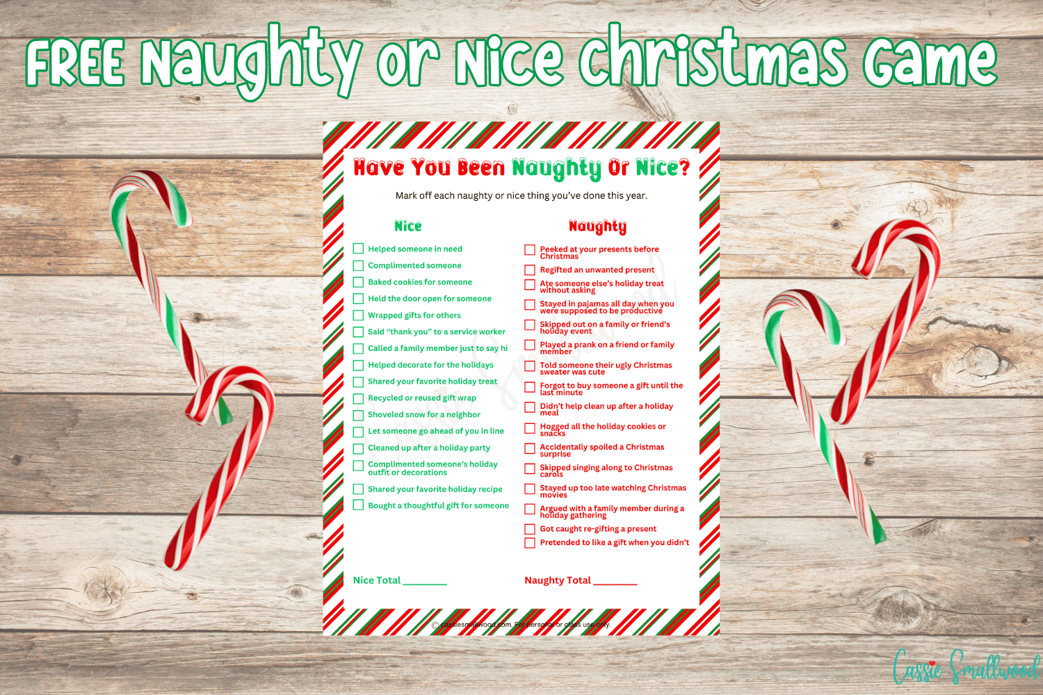 Naughty Or Nice Christmas Game (Free Printable) - Cassie Smallwood throughout Free Holiday Games Printable